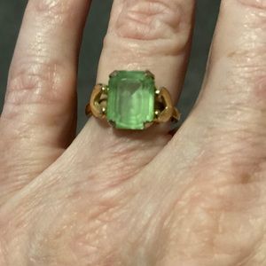 Peridot and gold plated ring